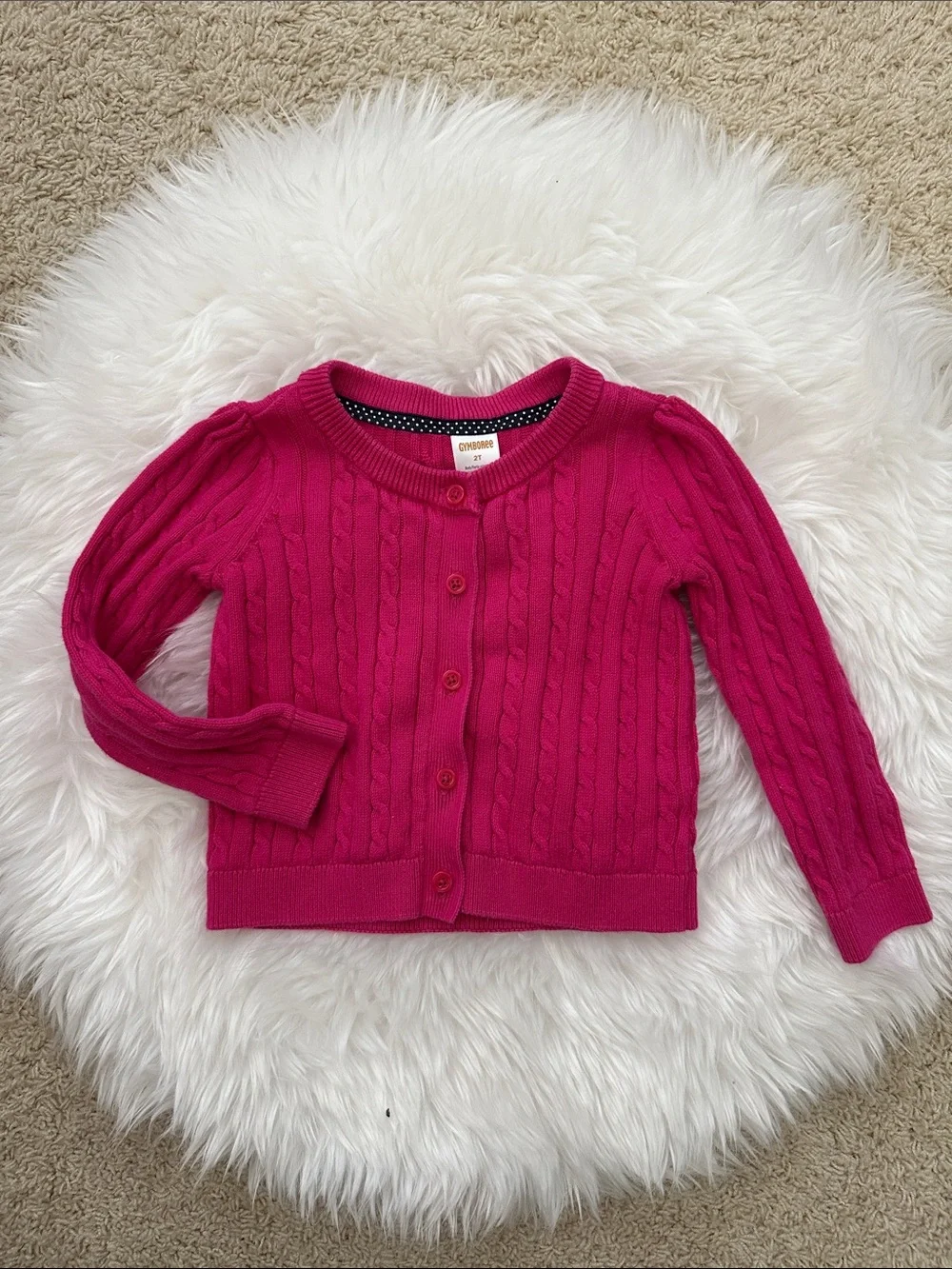 Gymboree Bright Pink Cable Knit Cardigan